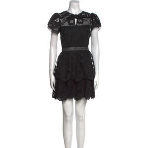 Self-Portrait Holiday Black Lace Cap Sleeve Mini Dress size US 4